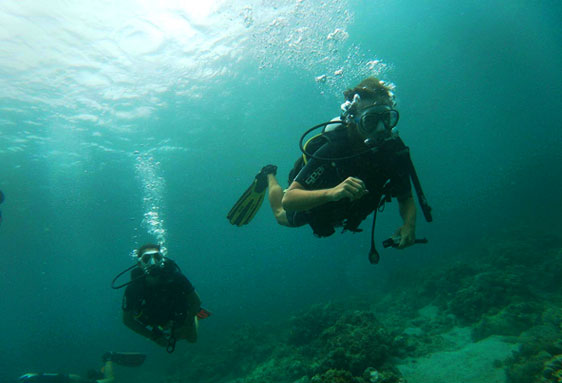 Gina and I scuba diving